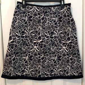 Classic Vintage L L Bean Skirt, Navy & White, Sz-8, Fully Lined, 100% Cotton